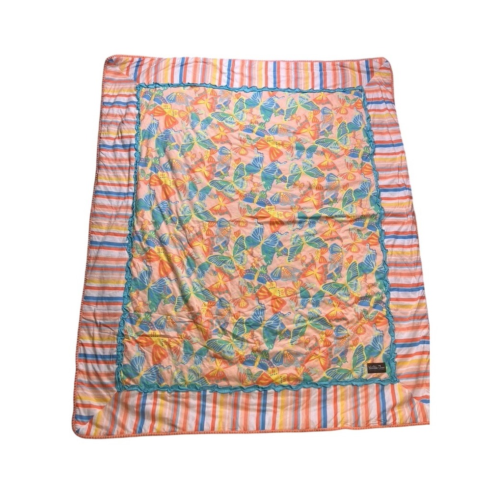 Matilda Jane‎ Butterfly Blanket Kids OS Multicolor Excellent Ruffle Pom Pom Trim